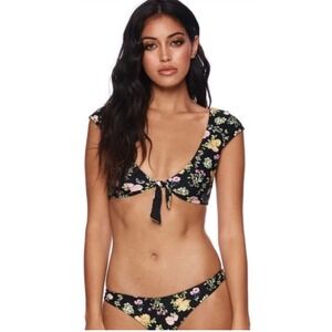 Beach Bunny Scarlette Wrap Bikini Top DD & Dani Skimpy Bottoms Floral BlackXL